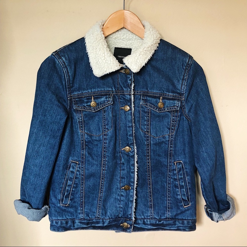 F21 Sherpa Lined Denim Jacket